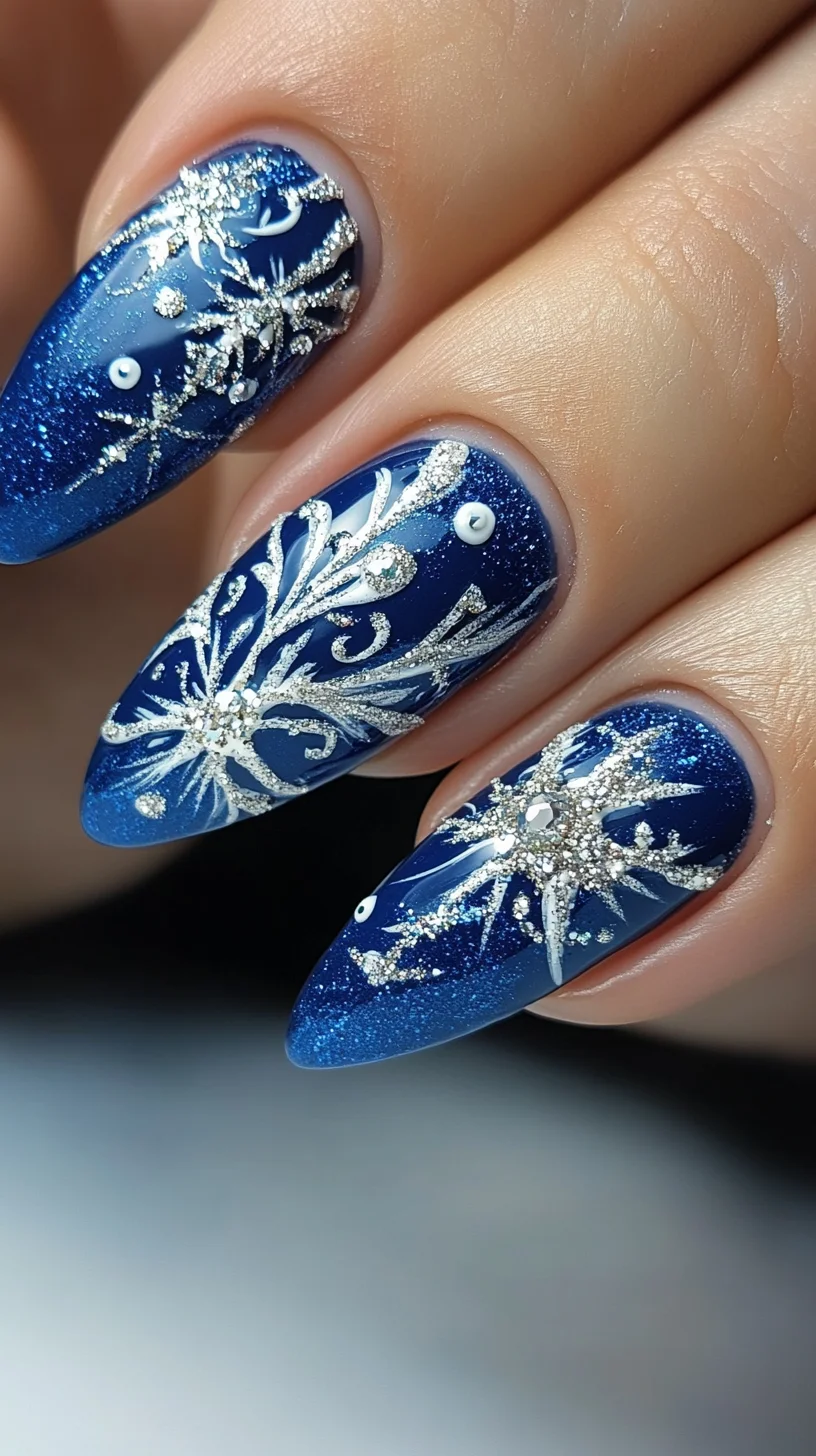Striking Blue Elegance: The Perfect Winter-Inspired Nail Art