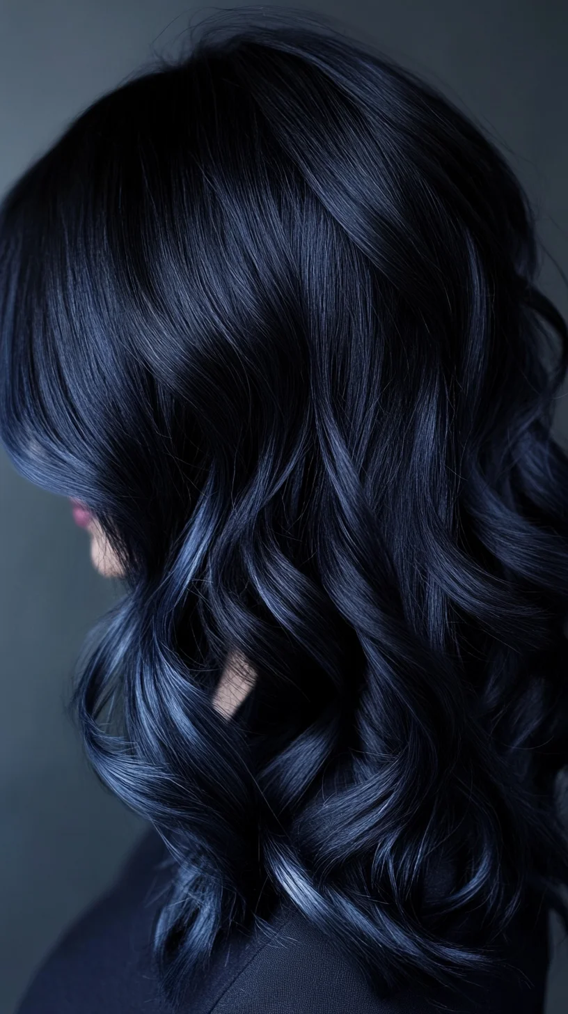 Striking Midnight Waves: Embrace the Allure of Deep Blue Ombre Curls