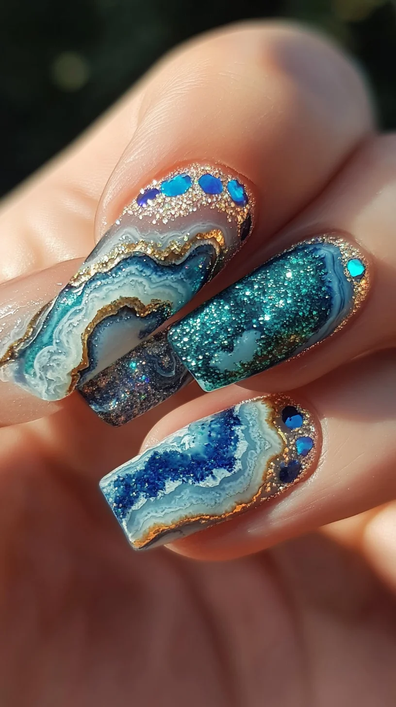 Stunning Geode-Inspired Nail Art for a Dazzling Statement Look