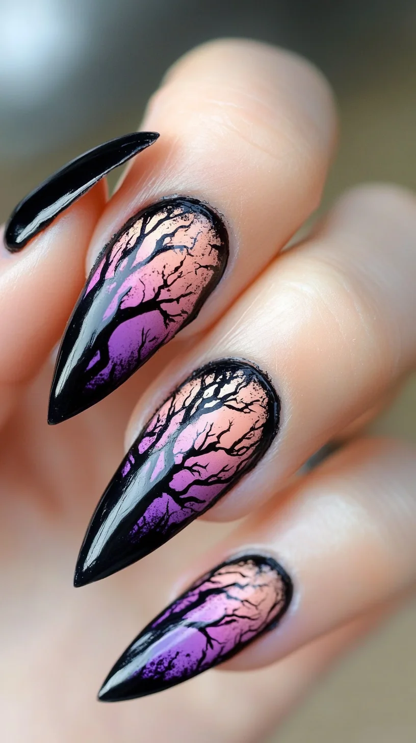 Stunning Ombre Tree Design: Elevate Your Nail Game with Nature's Elegance