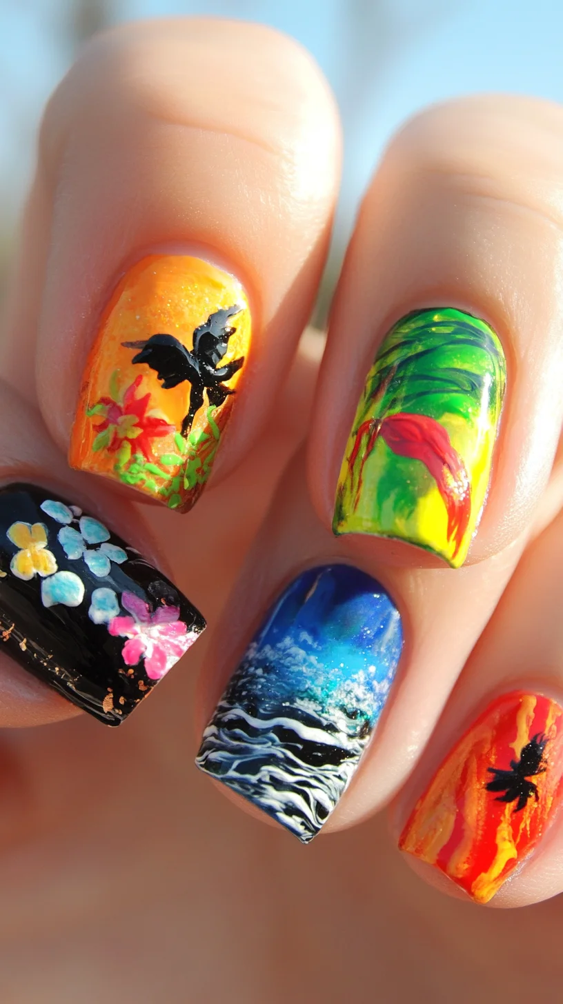 Stunning Tropical Paradise Nail Art: Embrace Colorful Breathtaking Designs