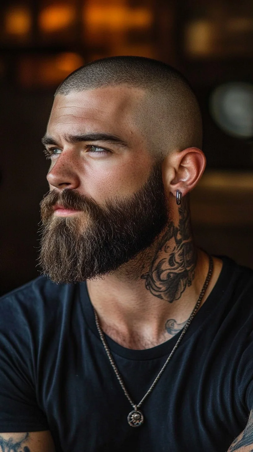 The Bold and Refined: Embrace the Full Beard with Clean Fade