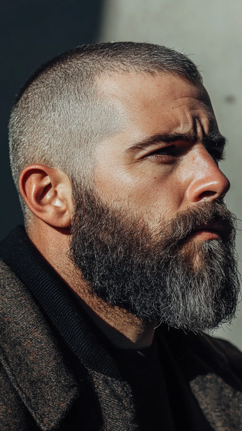 The Bold Bristle: A Striking Full Beard with Sharp Lines