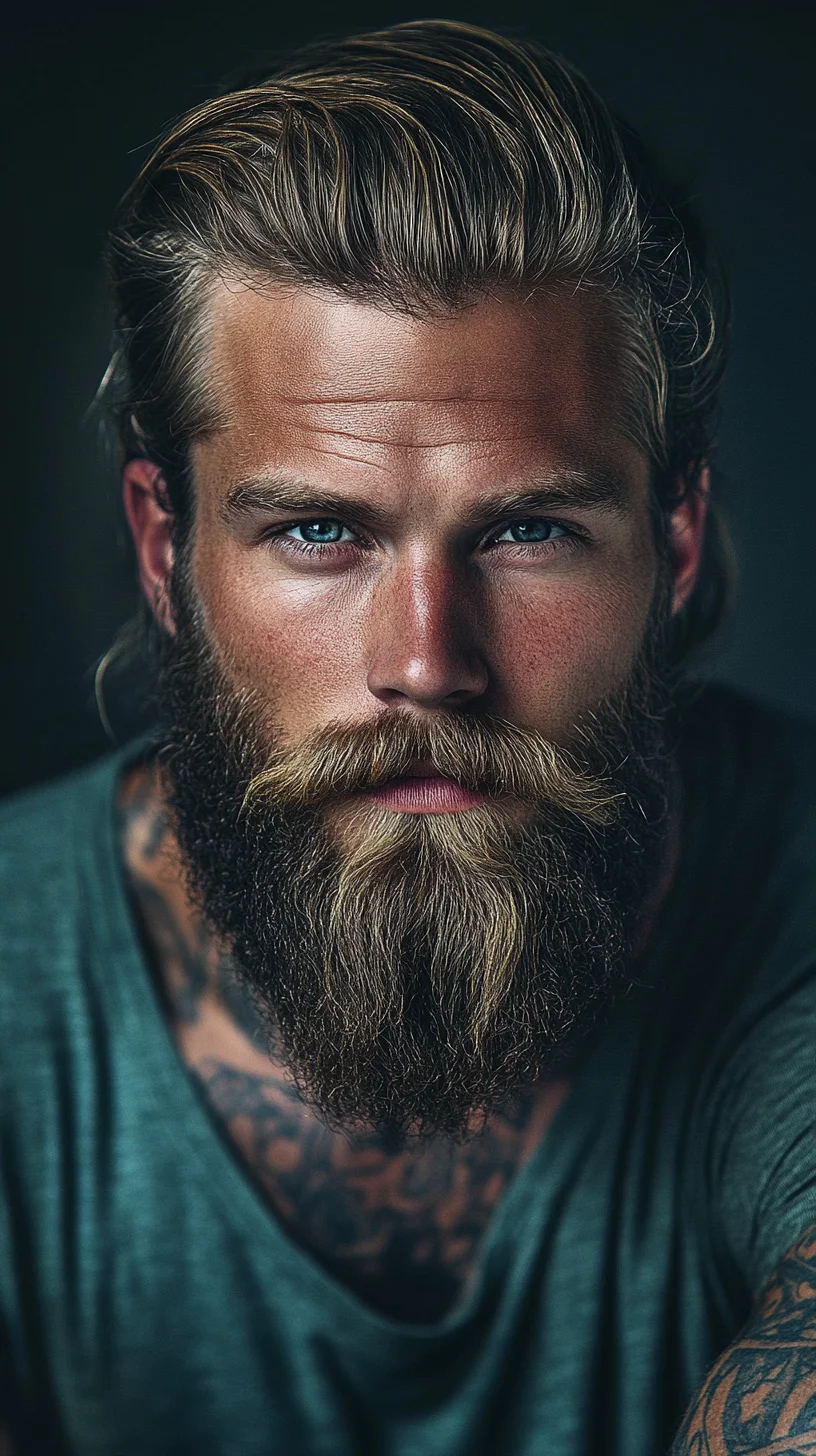 The Rugged Elegance of the Full, Styled Beard with a Prominent Moustache