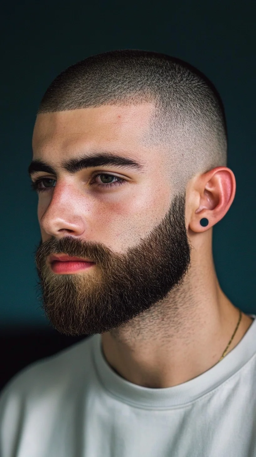 The Sharp Contrast: Faded Hair with a Bold Full Beard