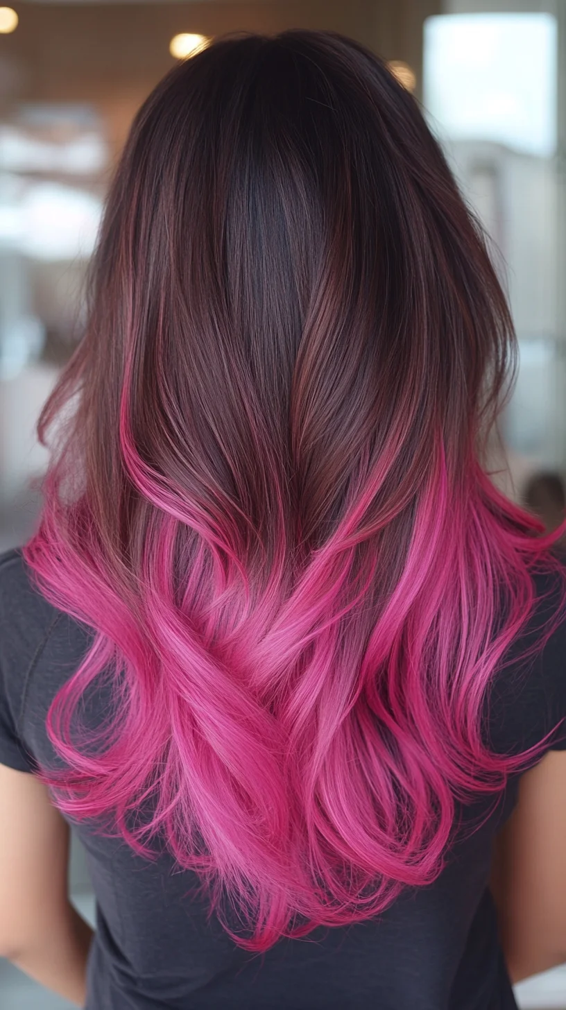Trendy Ombre Waves: Embrace a Vibrant Transition from Dark to Pink!