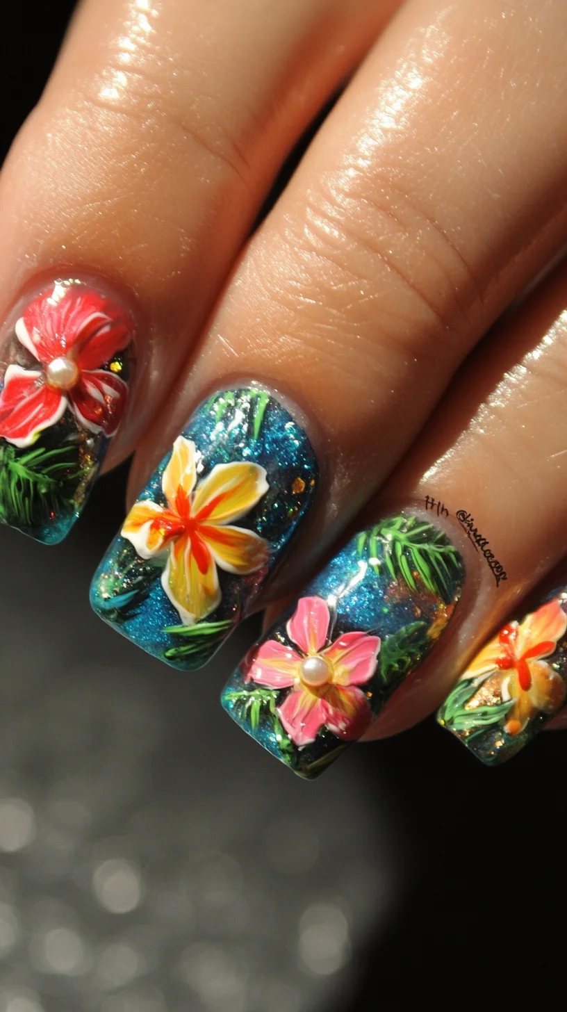 Tropical Blossom Delight: Elevate Your Nail Game with Vibrant Floral Designs