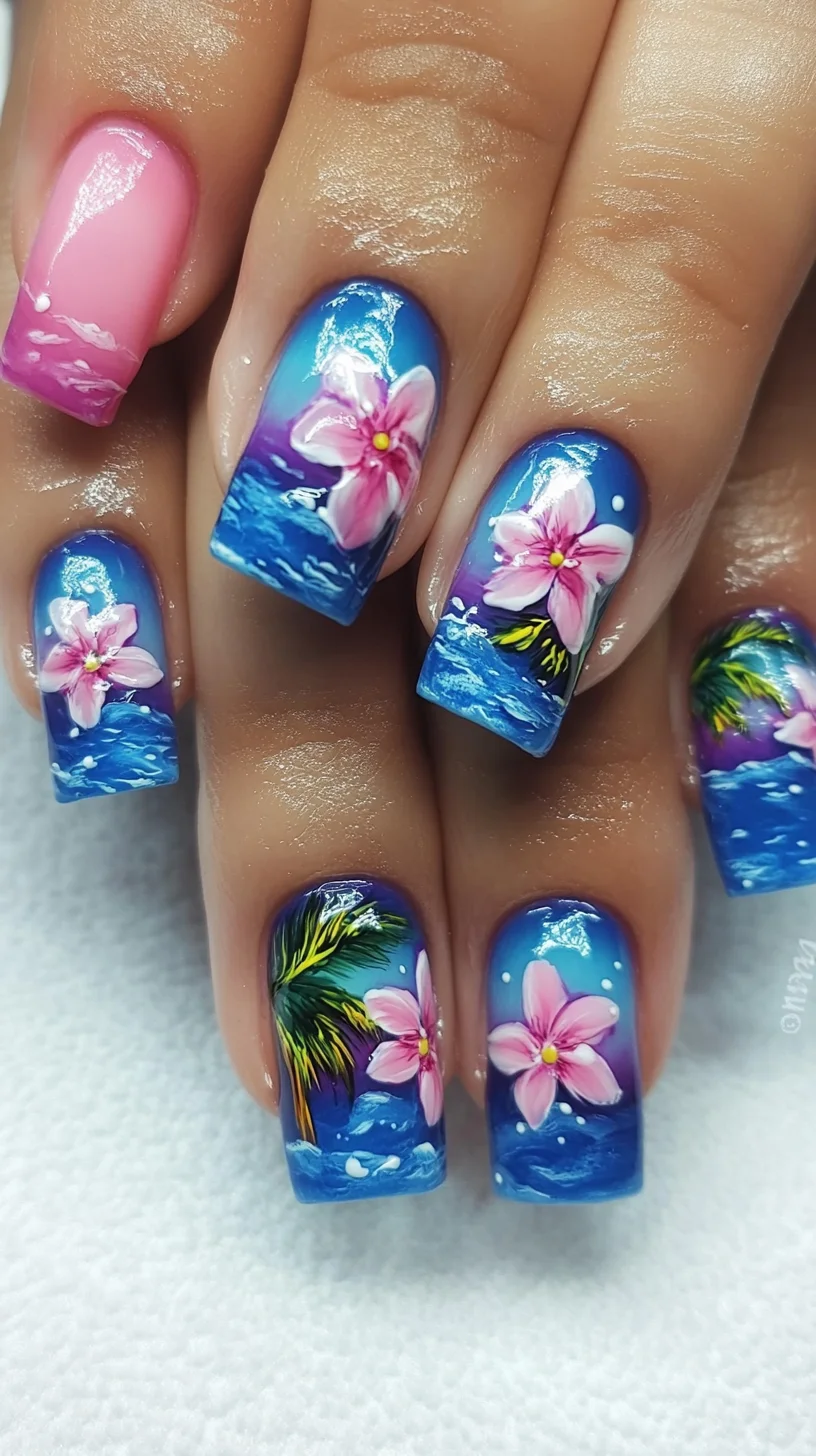 Tropical Paradise Nails: A Stunning Blend of Beach Vibes and Floral Elegance
