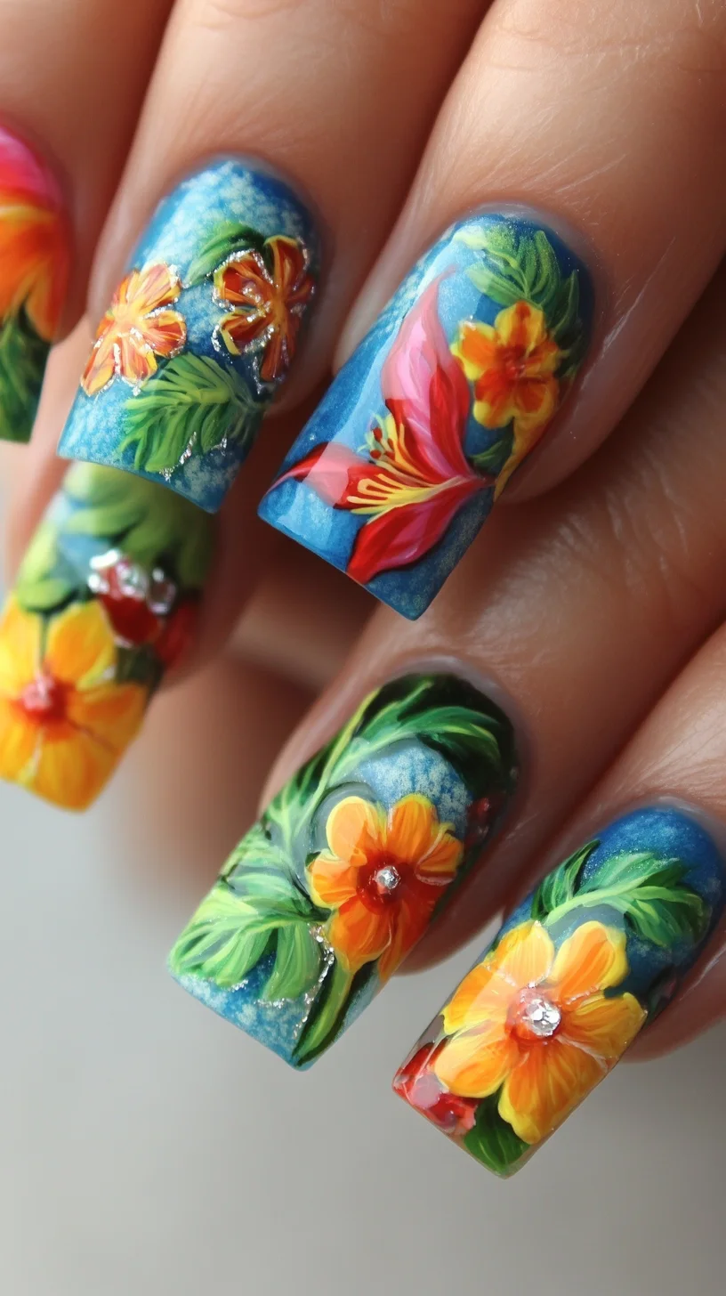 Tropical Paradise Nails: Dive into Vibrant Floral Designs and Luscious Colors