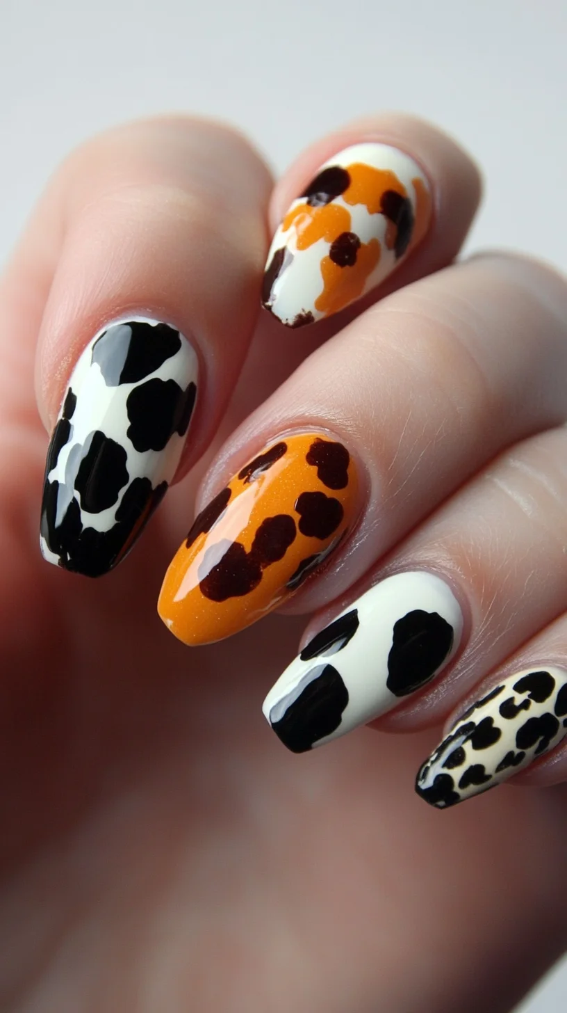 Unleash Your Wild Side with Trendy Cow Print Nail Art!
