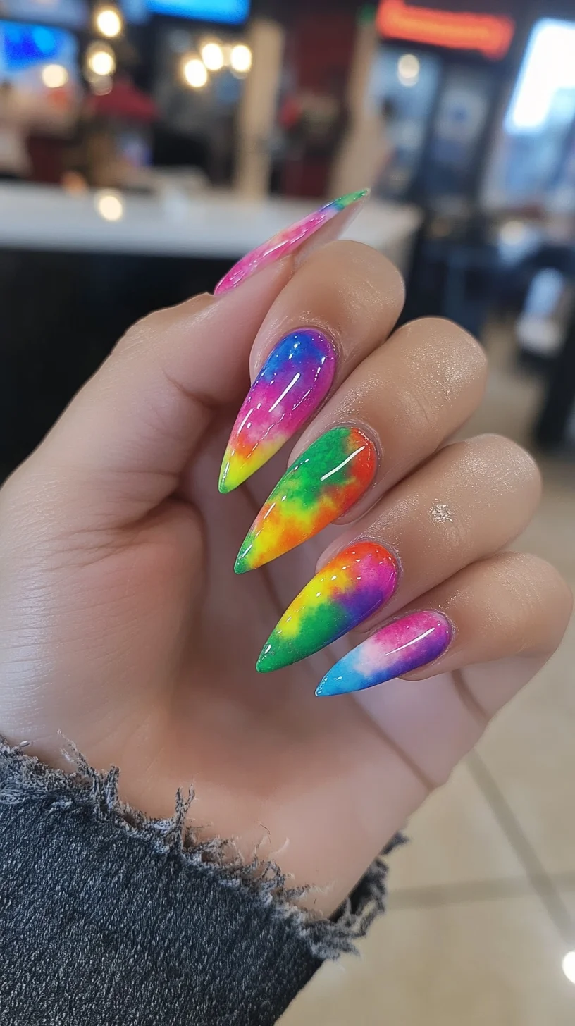 Vibrant Galaxy Nails: A Mesmerizing Fusion of Rainbow Hues