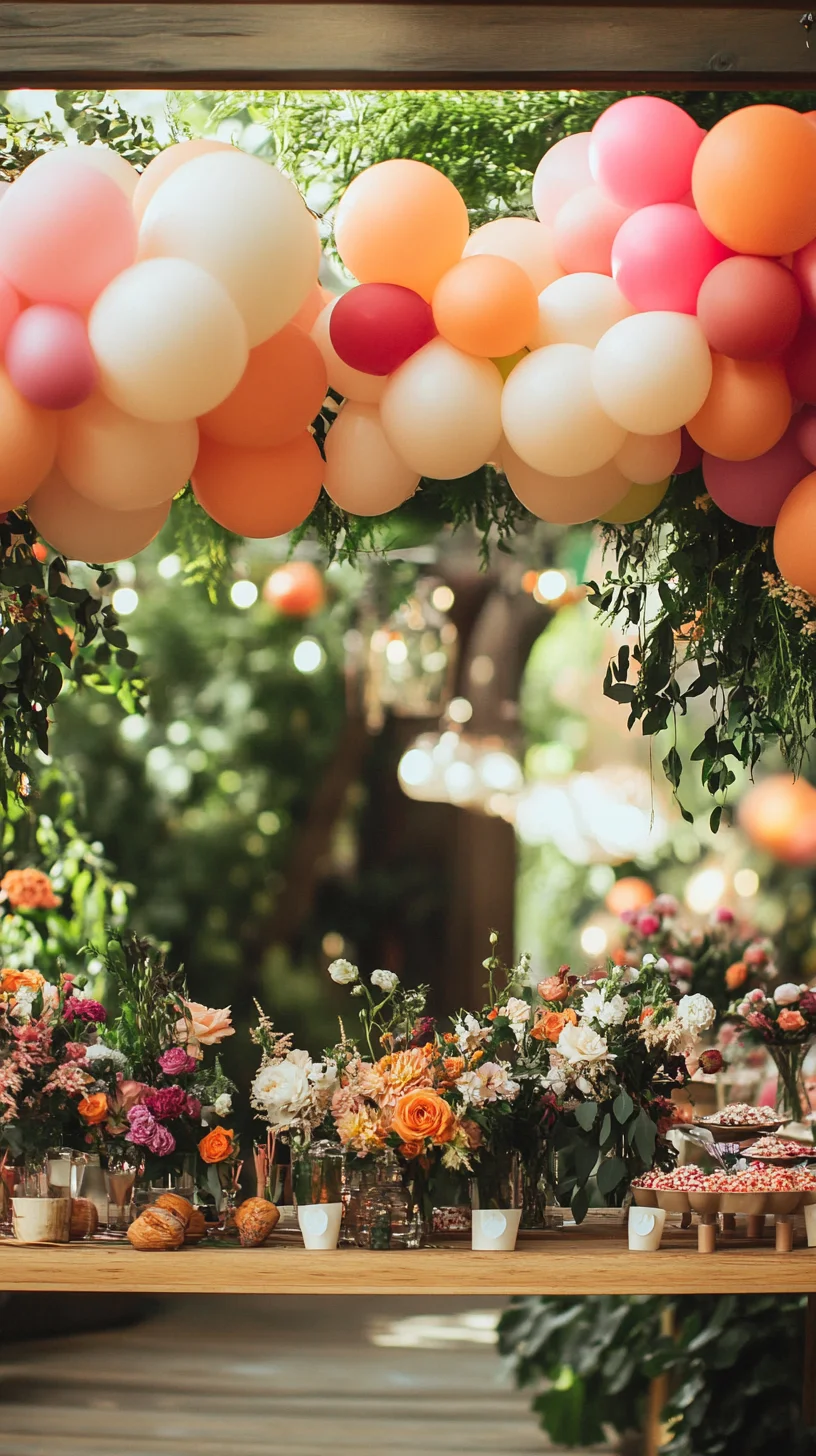 Vibrant Garden Party Elegance: A Floral and Balloon Oasis