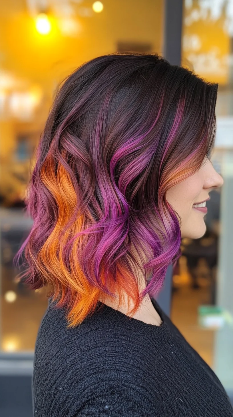 Vibrant Ombre Waves: A Bold Blend of Purple and Orange