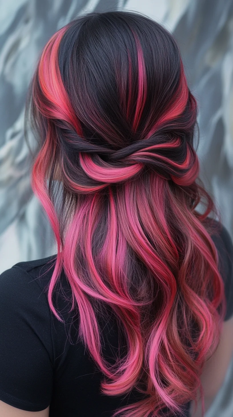 Vibrant Ombre Waves: Bold Pink Accents to Elevate Your Look