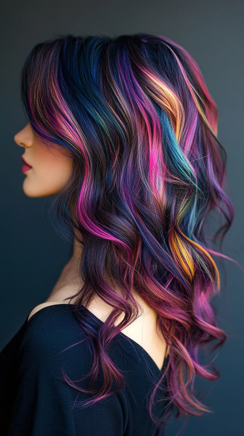 Vibrant Rainbow Waves: A Bold Statement in Colorful Hair Styling