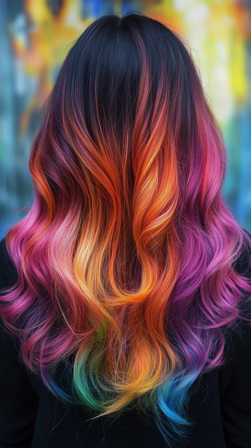 Vibrant Rainbow Waves: Unleash Your Inner Artist with Stunning Multicolored Tresses