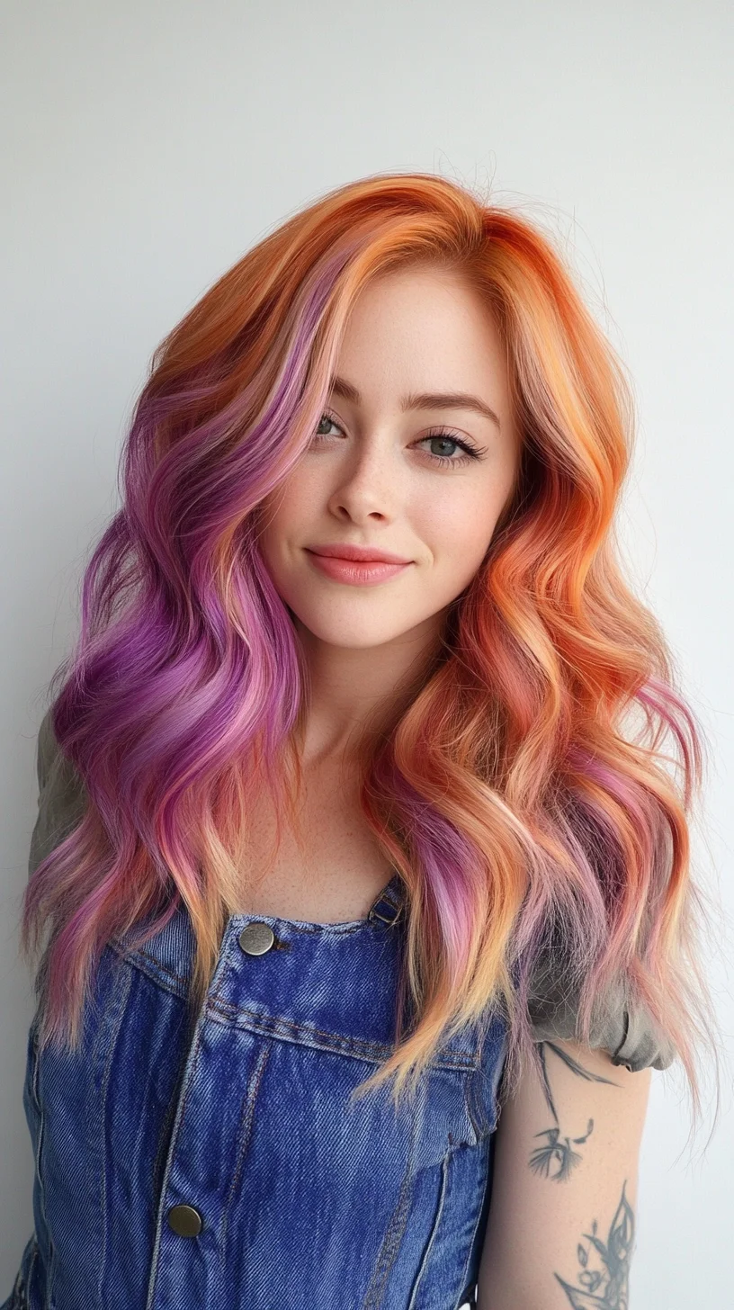 Vibrant Waves: A Bold Blend of Orange and Purple for a Statement Look