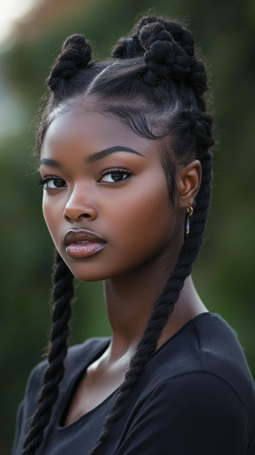Youthful and Chic: The Double Knot Braids for Effortless Style
